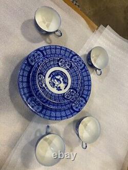 Vtg Mongolia Flow Blue Johnson Bros England set Of 4