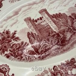 Vtg Pink Johnson Bros Old Britain Castles Transferware Lrg Platter Stafford Serv