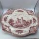 Vtg Pink Johnson Bros Old Britain Castles Transferware Lrg Platter Stafford Serv