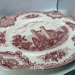 Vtg Pink Johnson Bros Old Britain Castles Transferware Lrg Platter Stafford Serv