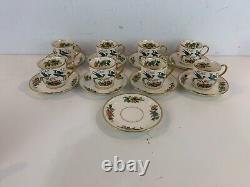 Vtg Possibly Ant Johnson Bros. Porcelain Set of 8 Cups & Saucer with Pheasant Dec