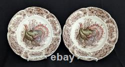 Vtg. RARE (2) Johnson Bros WILD TURKEY Windsor Ware 8 SALAD PLATES NICE