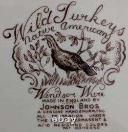 Vtg. RARE (2) Johnson Bros WILD TURKEY Windsor Ware 8 SALAD PLATES NICE