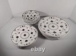 Vtg Rare 17 Pc Johnson Brothers Black Denmark Dinner Salad Plates Bowls