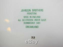 White Johnson Brothers Dreamland Dinner Set Service. 10 place settings. Plates