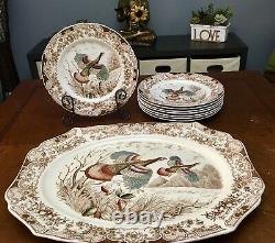 Wild Turkey Windsor Ware Johnson Brothers Platter And 8 Plate, Great Condition