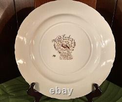 Wild Turkeys Native American Johnson Bros 3-Dinner Plates 2-Soup Bowls Lot 5VGC